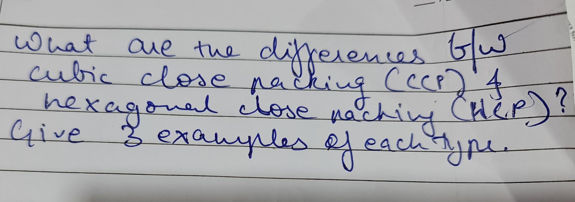 What cubic close packing CCCP 4 are the differences to )