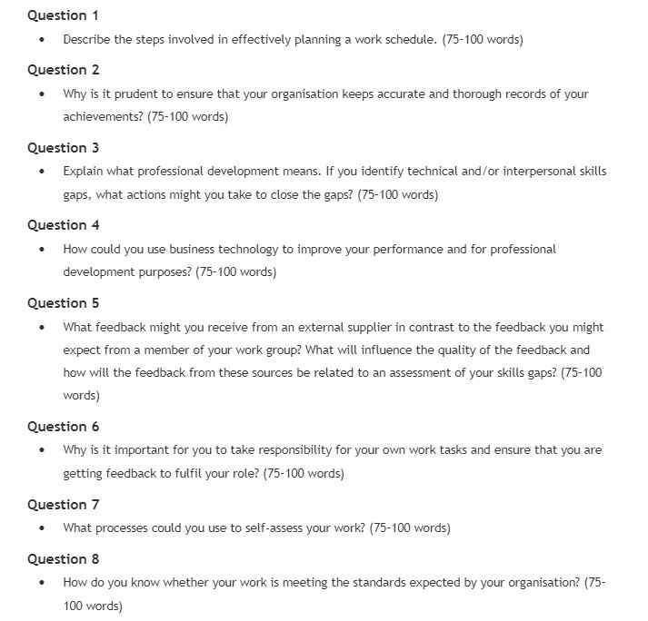 Question 1 Describe the steps involved in effectively planning a work