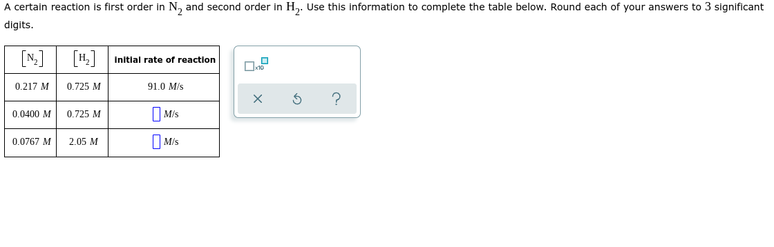 A certain reaction is first order in N, and second order