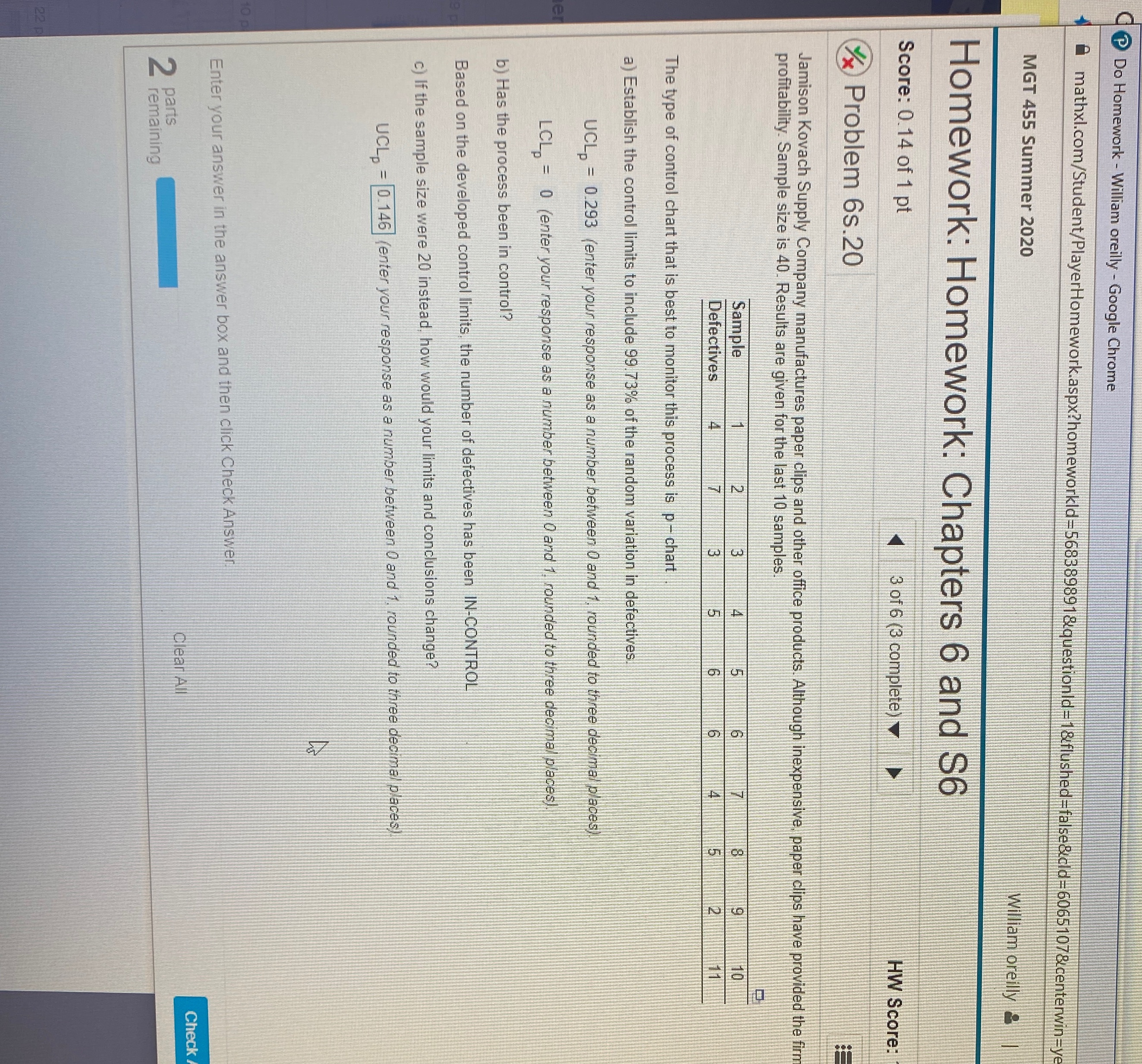 Finding upper contr P Do Homework - William oreilly - Google Chrome