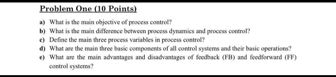  Problem One (10 Points) a) What is the main objective of
