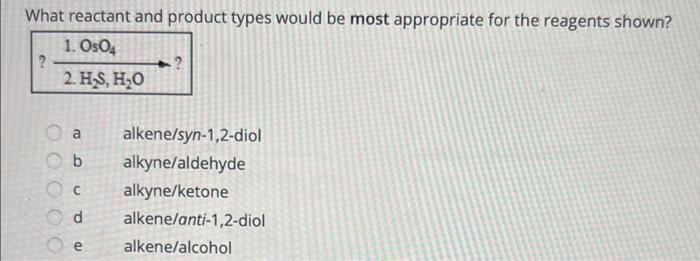  What reactant and product types would be most appropriate for the