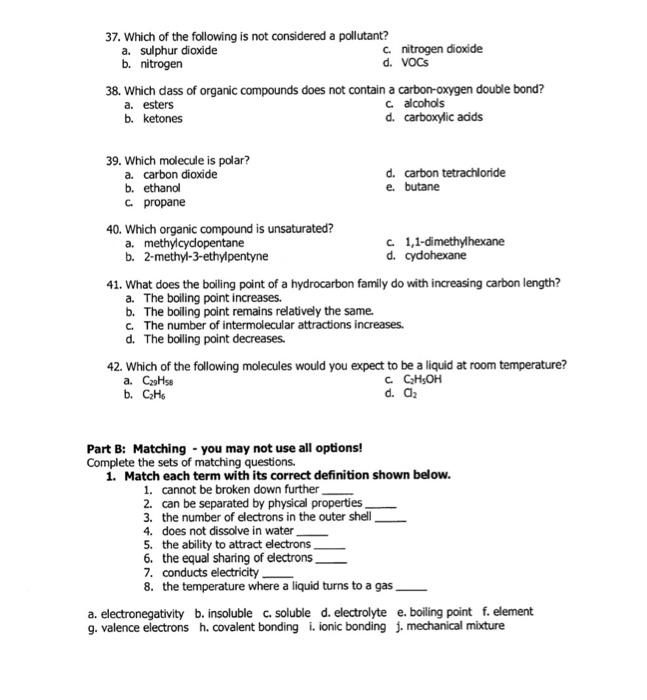 the following is not considered a pollutant? a. sulphur dioxide c. nitrogen