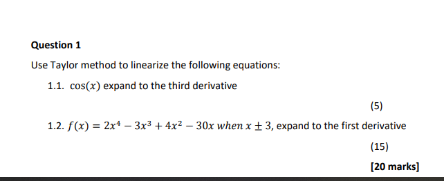 ADVANCED PROCESS CONTROL Question 1 Use Taylor method to linearize the following