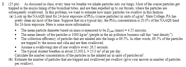 Solve both A and B and provide numbers pulled from NAAQS
