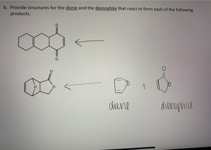  b. Provide structures for the diene and the dienophile that react