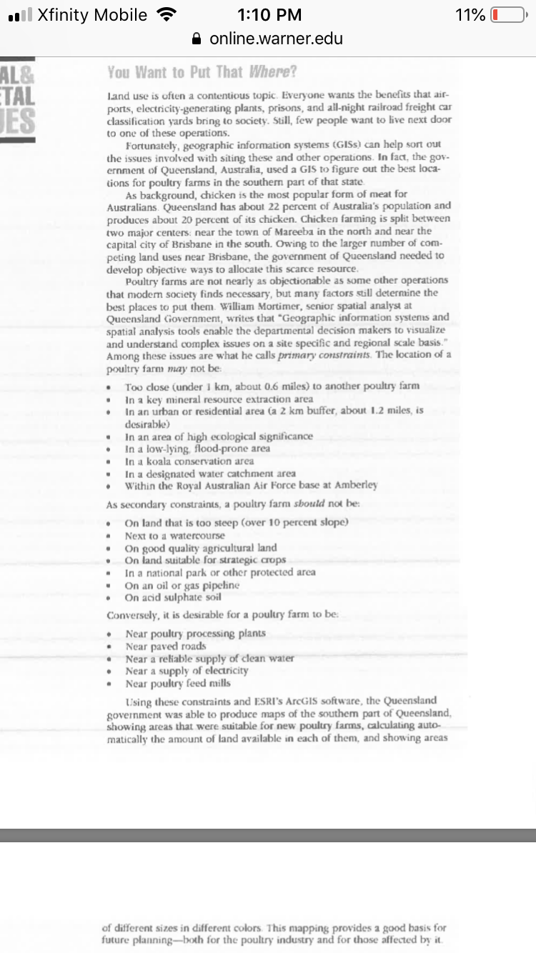 critical thinking questions. Xfinity Mobile 1:10 PM 11% 0 a online.warner.edu Discussion