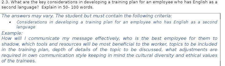 2.3. What are the key considerations in developing a training plan