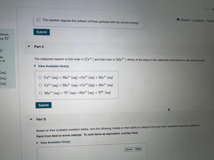Cerium and thallfum ions react as follows: What is the rate law