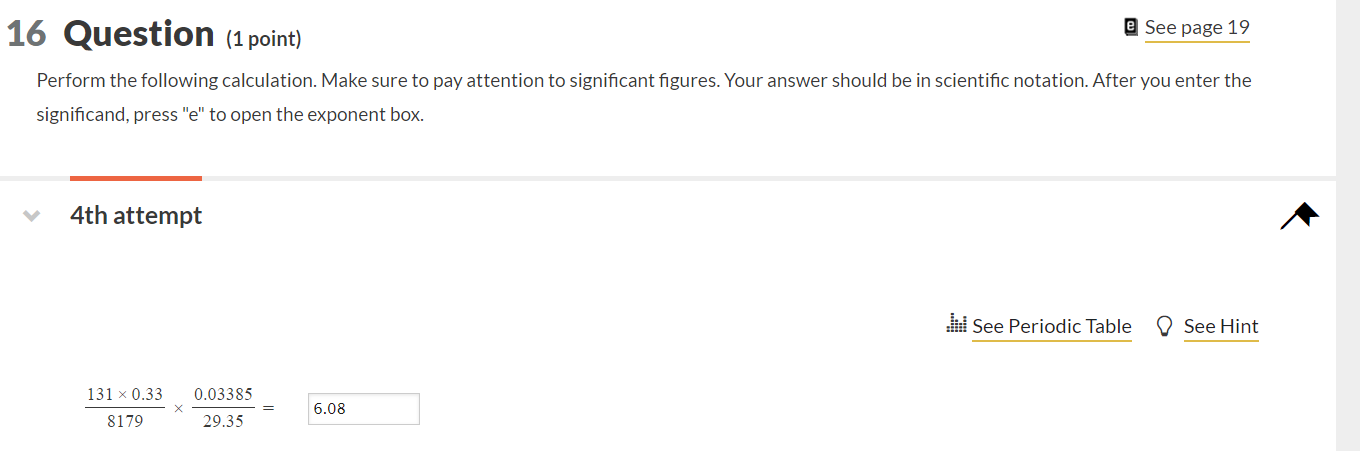  16 Question (1 point) e See page 19 Perform the following
