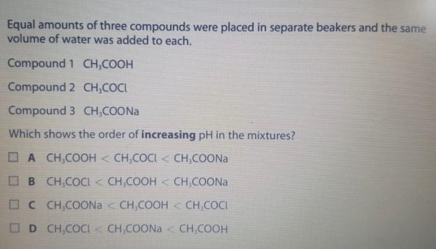 How is the correct answer B? Equal amounts of three compounds