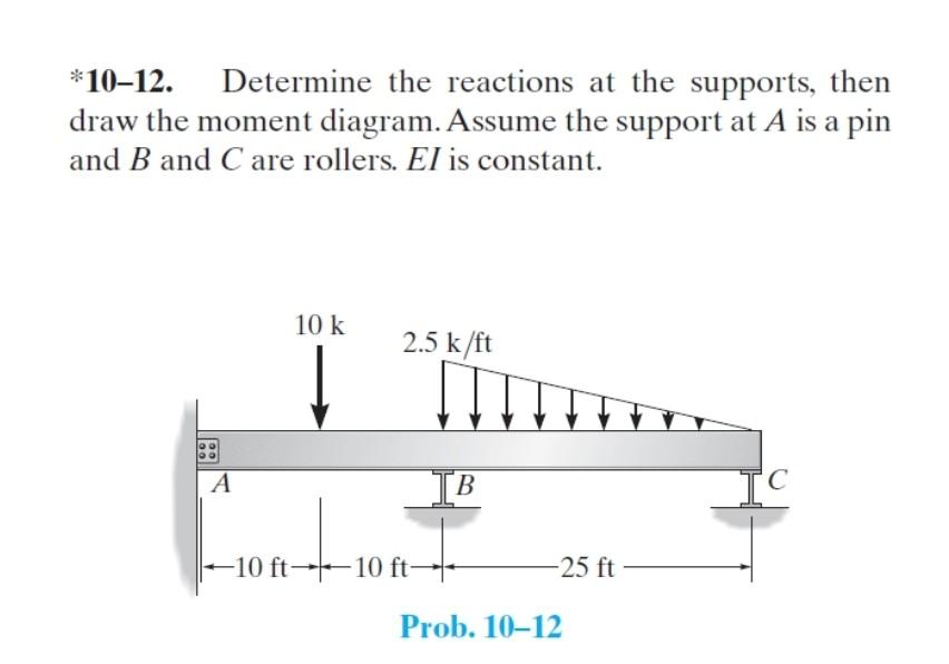 you. *10-8. Determine the reactions at the supports. The moment of inertia