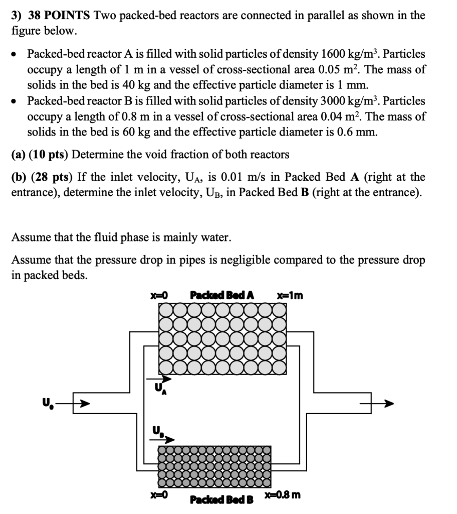  3) 38 POINTS Two packed-bed reactors are connected in parallel as