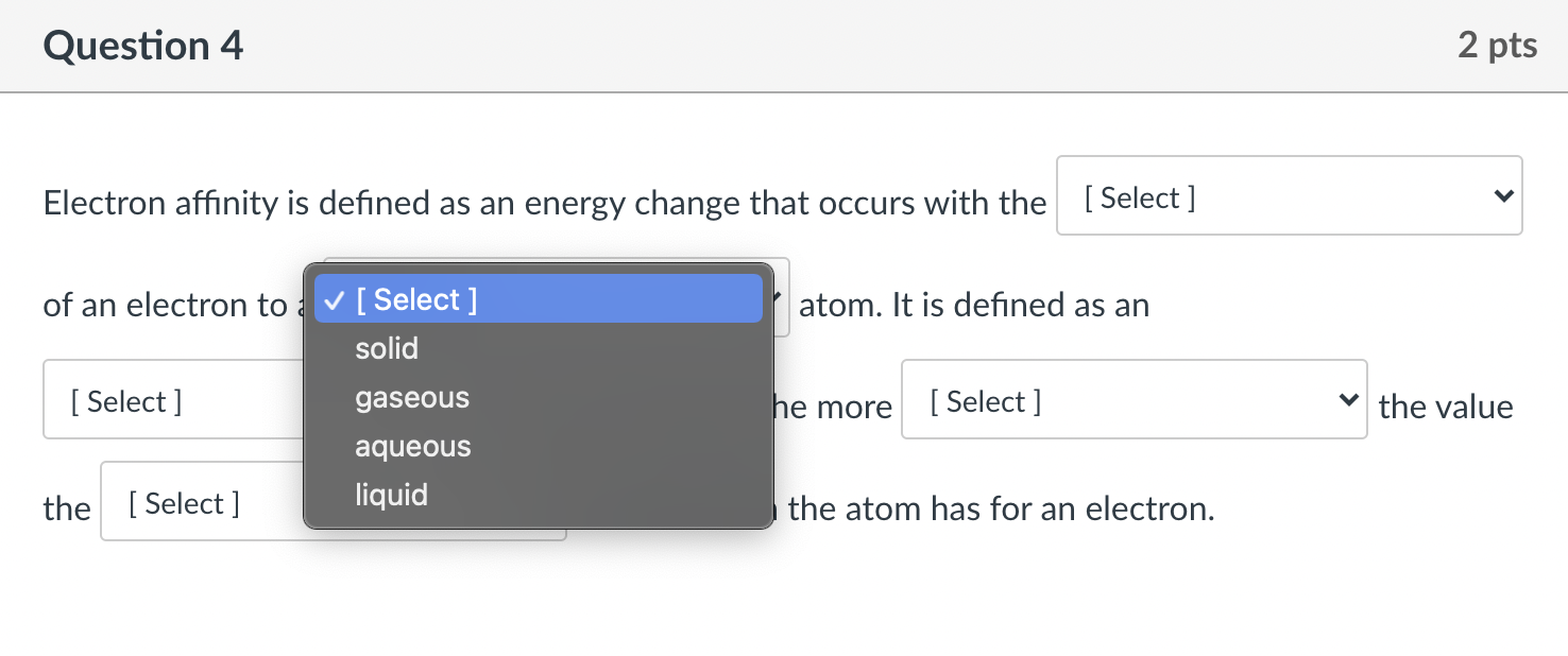 change that occurs with the [Select ] loss of of an electron