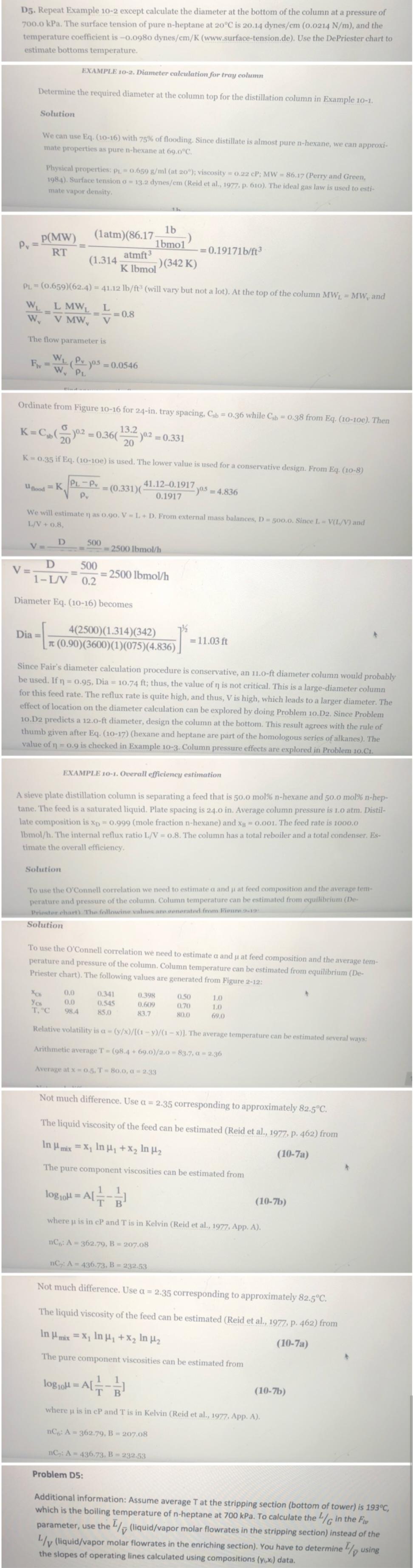 DO NOT COPY OLD ANSWERS! AND SOLVE CORRECTLY!! D5. Repeat Example 10-2