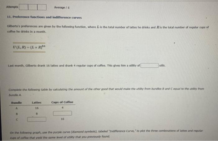  11. Preference functions and indifference curves Gilberto's preferences are given by
