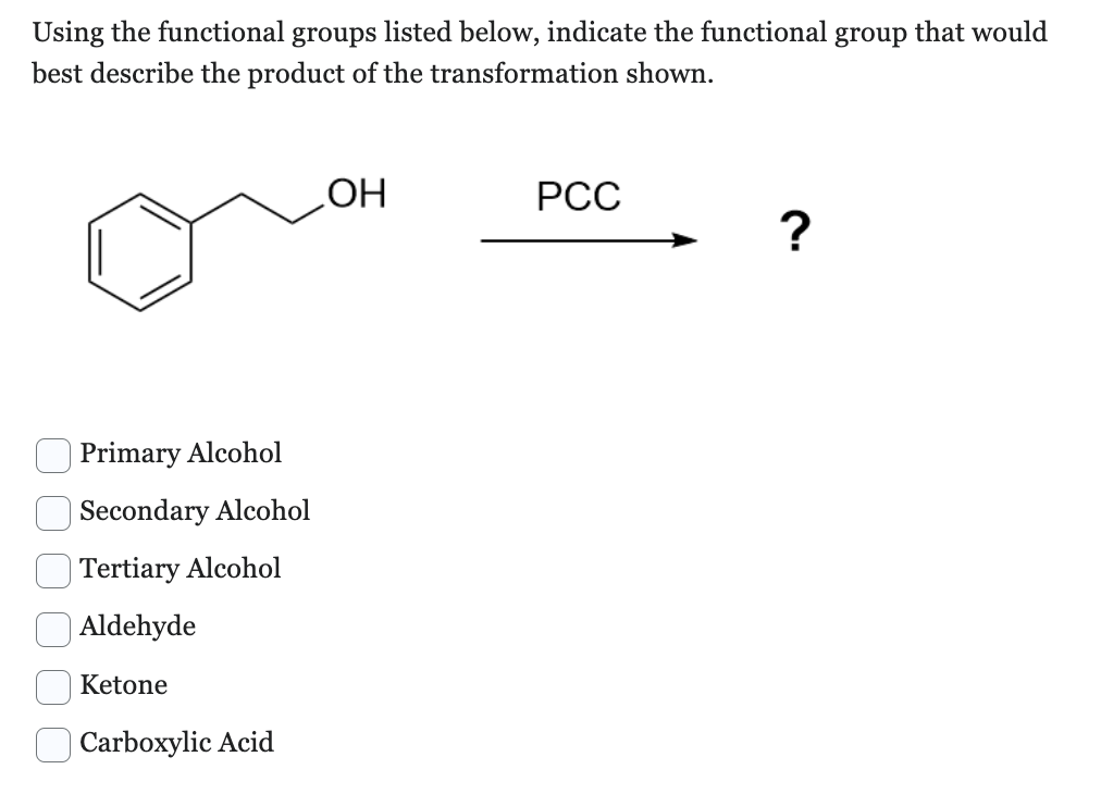  Using the functional groups listed below, indicate the functional group that