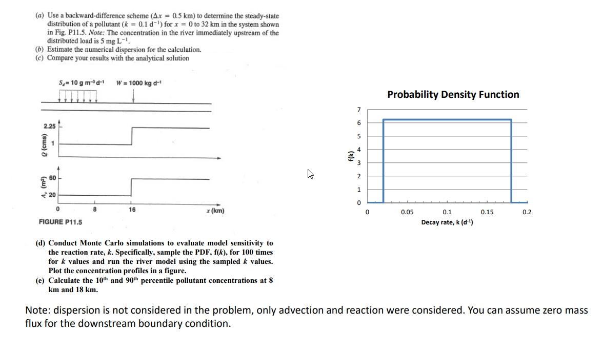 (a) Use a backward-difference scheme (Ax = 0.5 km) to determine