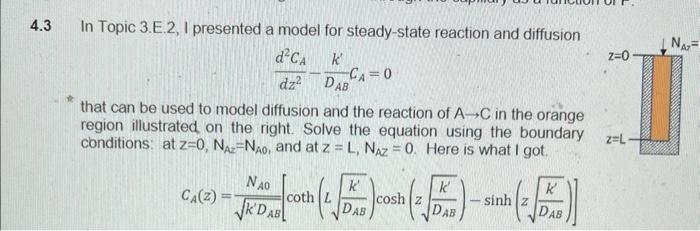 mass transfer In Topic 3.E.2, I presented a model for steady-state reaction