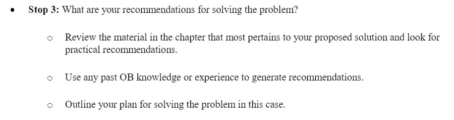  0 Stop 3: What are your recommendations for solving the problem?