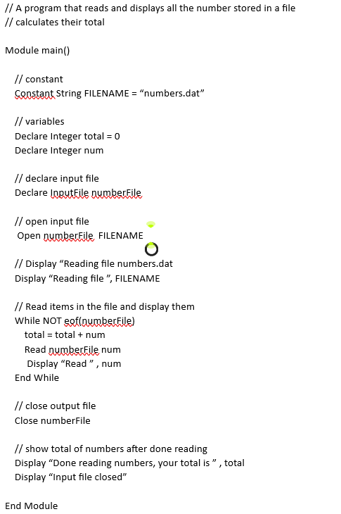 points. Assume that a file named "numbers.dat" containing a series of integers