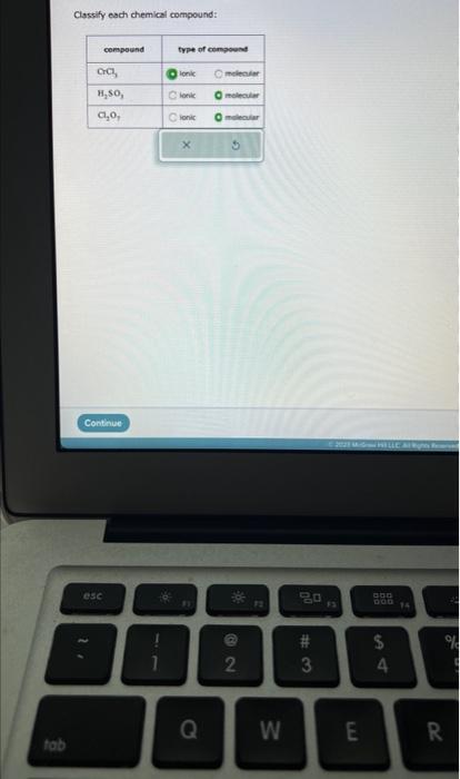  Classily each chemical compound