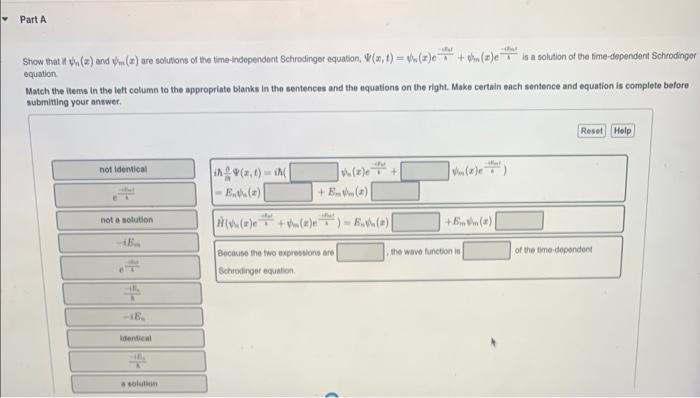  equation. Match the items in the left column to the appropriate