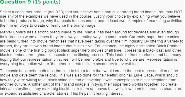 Question 9 {15 points] Select a consumer product {not BEEF} that