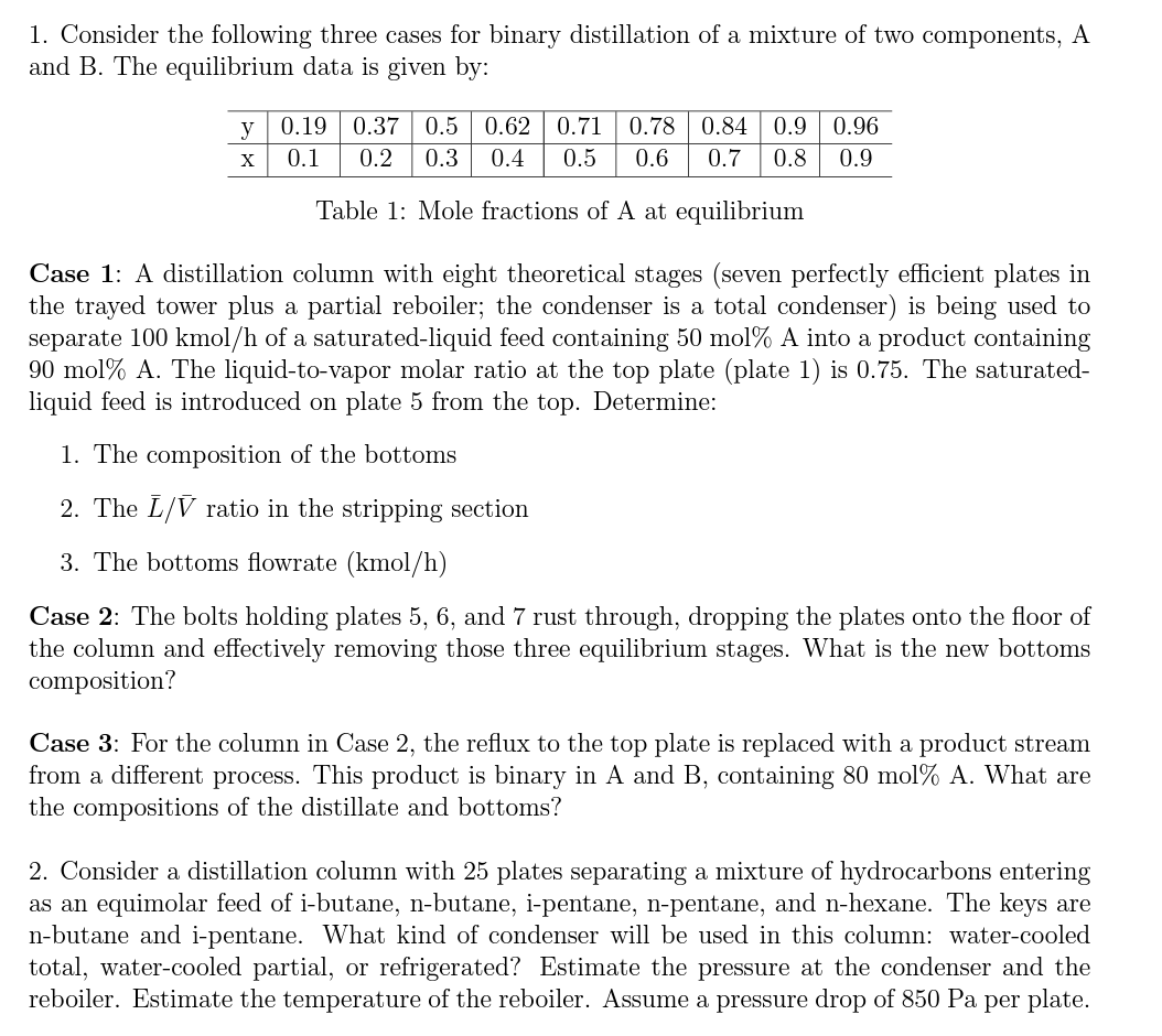 please show all the work and process 1. Consider the following