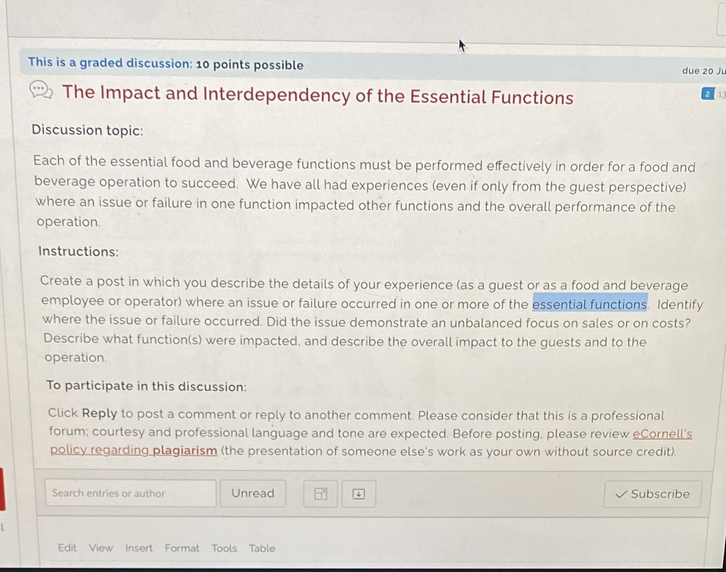  This is a graded discussion: 10 points possible due 20 Ju