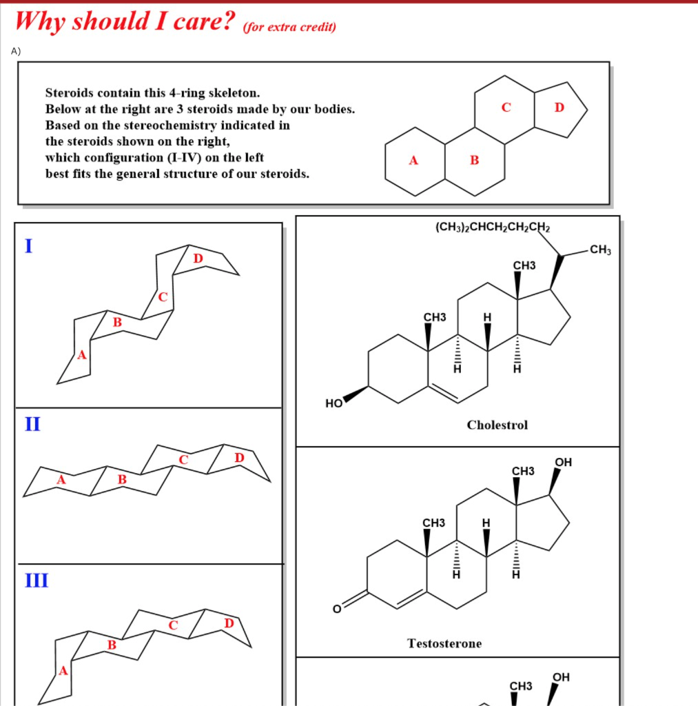  Why should I care? (for extra credit) A) Steroids contain this