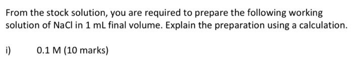 thanks You are given sodium chloride ( NaCl ) powder (molecular weight