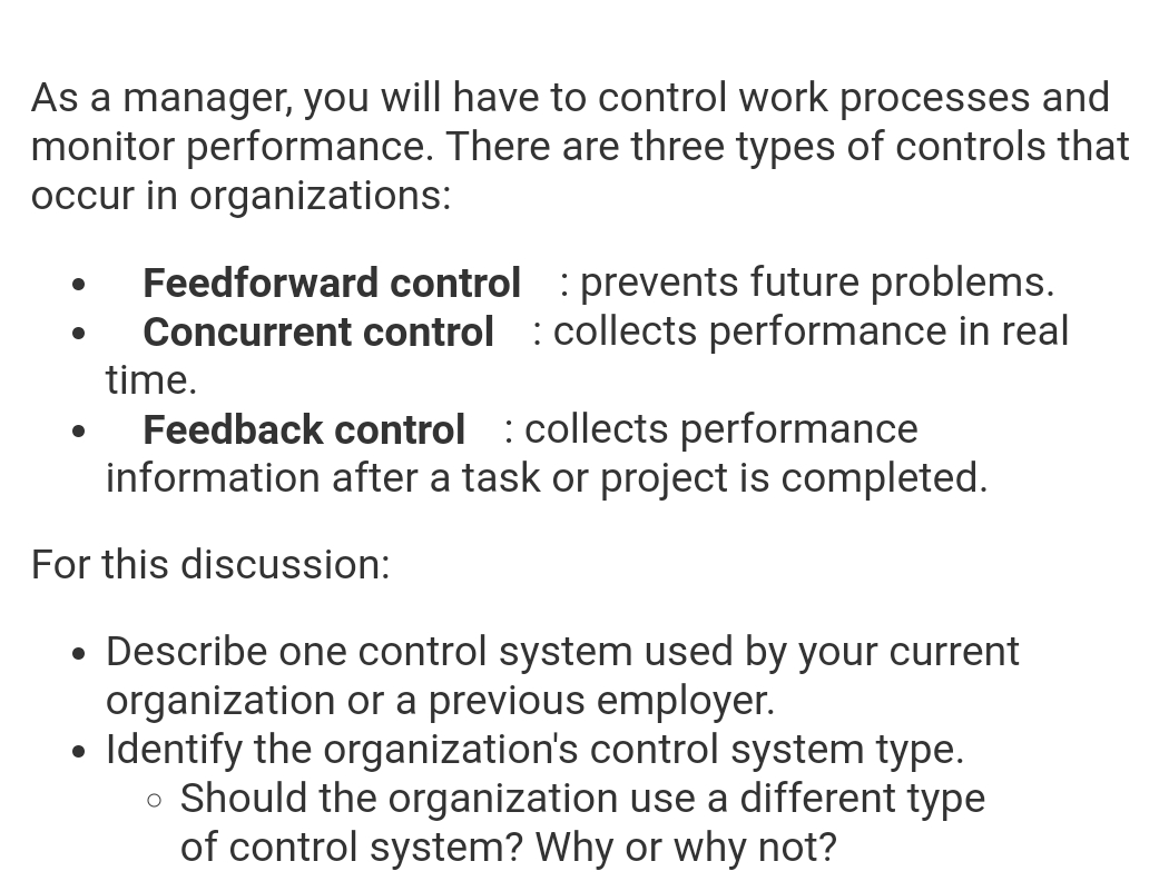 week 9 discussion bus 302 As a manager, you will have to