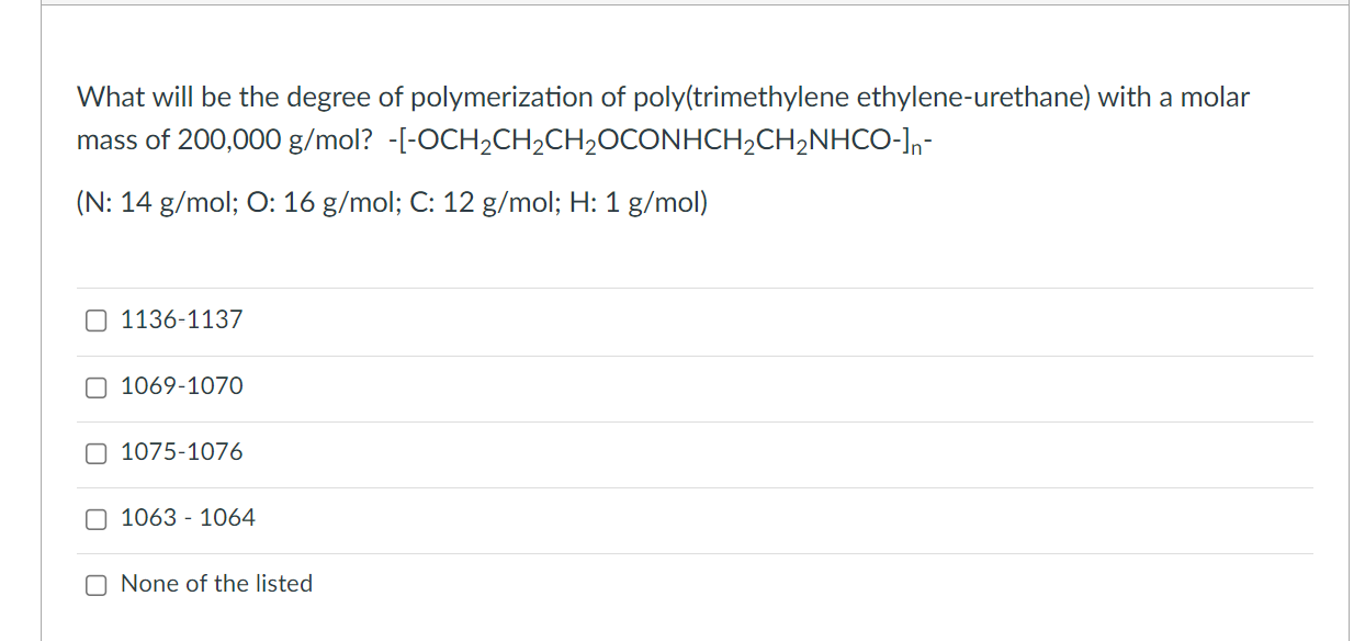 Please help me answer question. What will be the degree of polymerization
