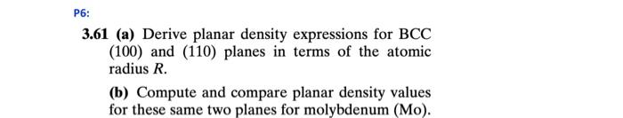  Please answer the question fully and completely 3.61 (a) Derive planar
