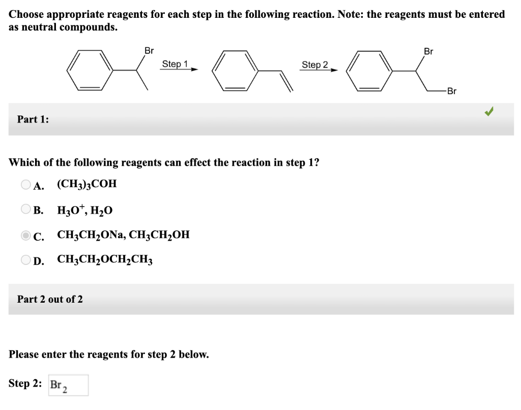 only part 2 Choose appropriate reagents for each step in the following