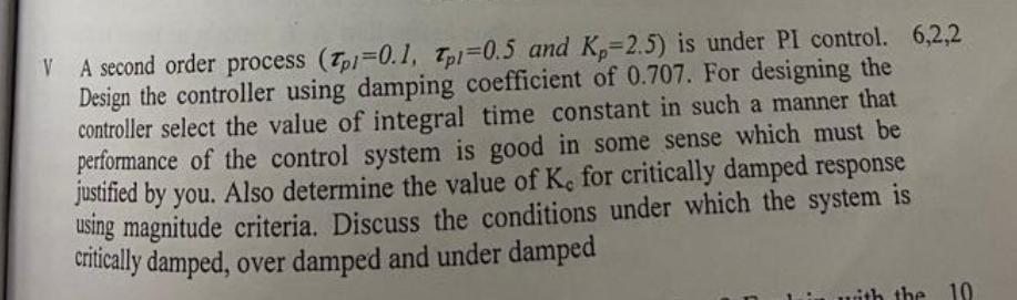  A second order process and (:Kp=2.5 