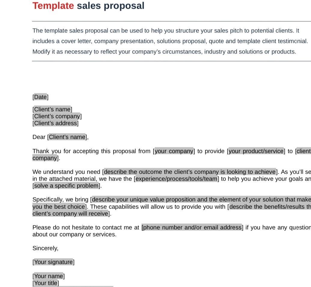 I need 4 question solution.please do asap Template sales proposal The template