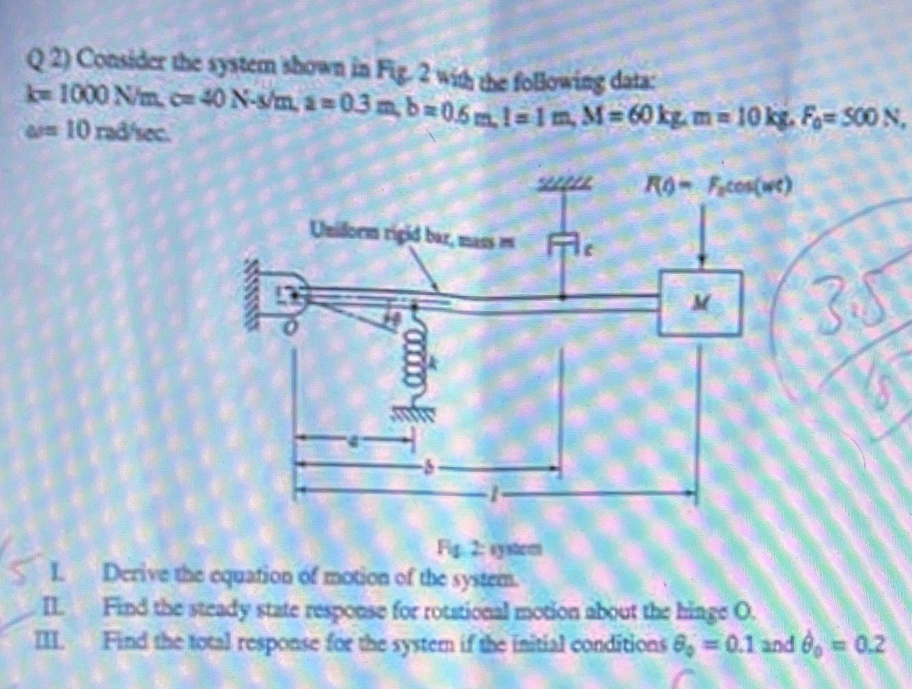  Q2) Cobsider the system shown is Fic 2 wis the followisg