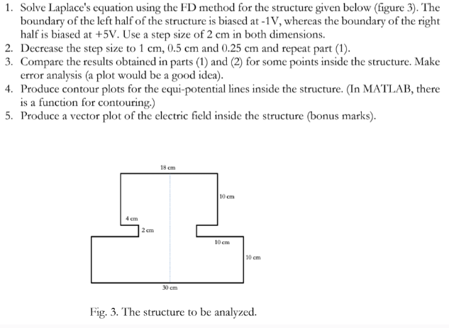  Solve Laplace's equation using the FD method for the structure given