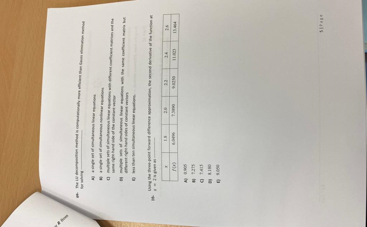 09. The LU decomposition method is computationally more efficient than Gauss