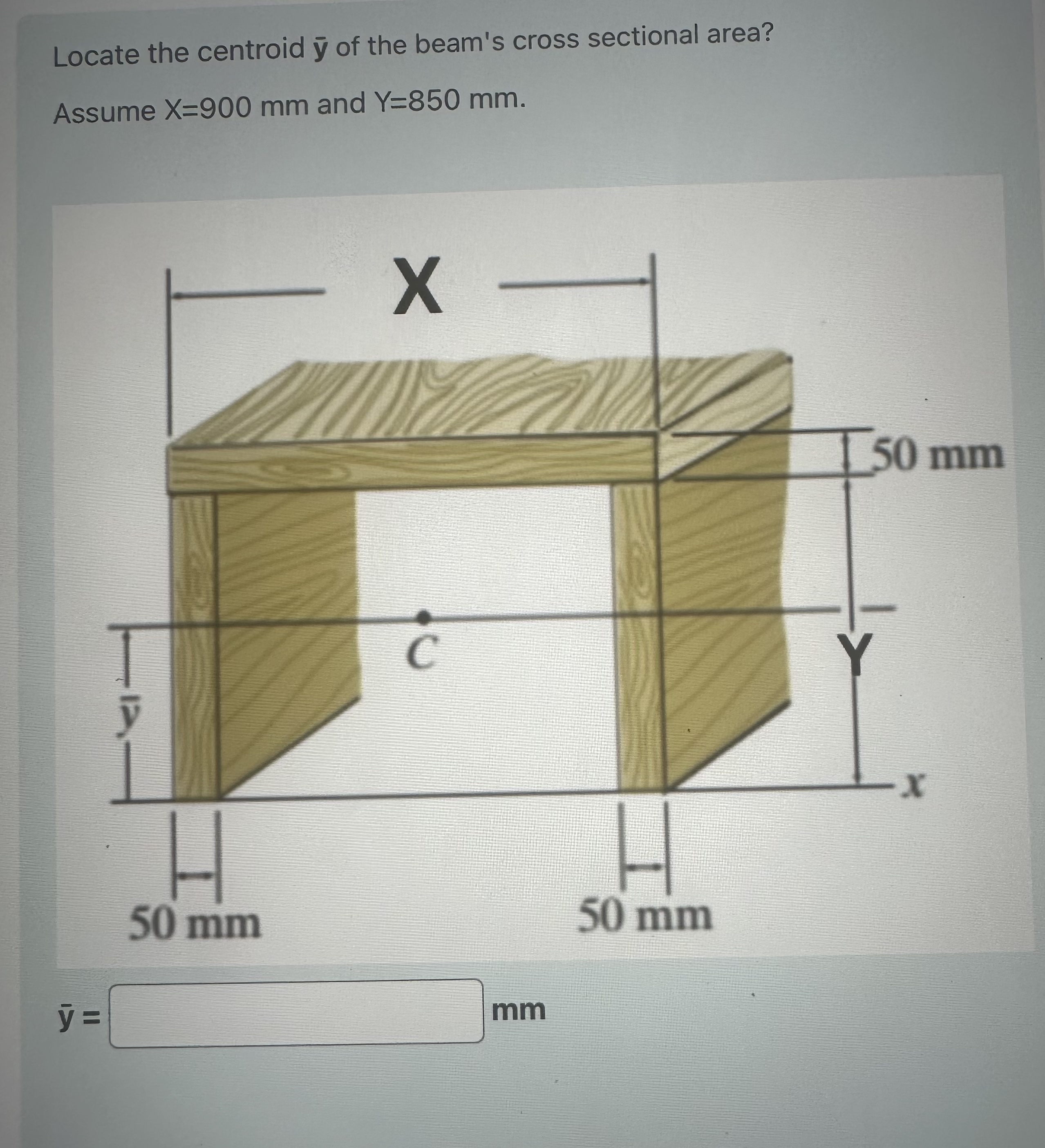 Locate the centroid ?bar(y) of the beam's cross sectional area? Assume