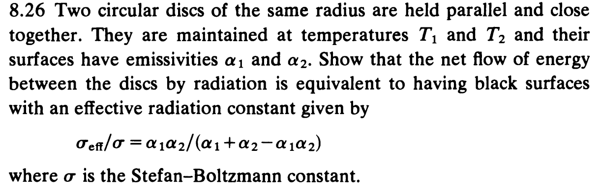  8.26 Two circular discs of the same radius are held parallel