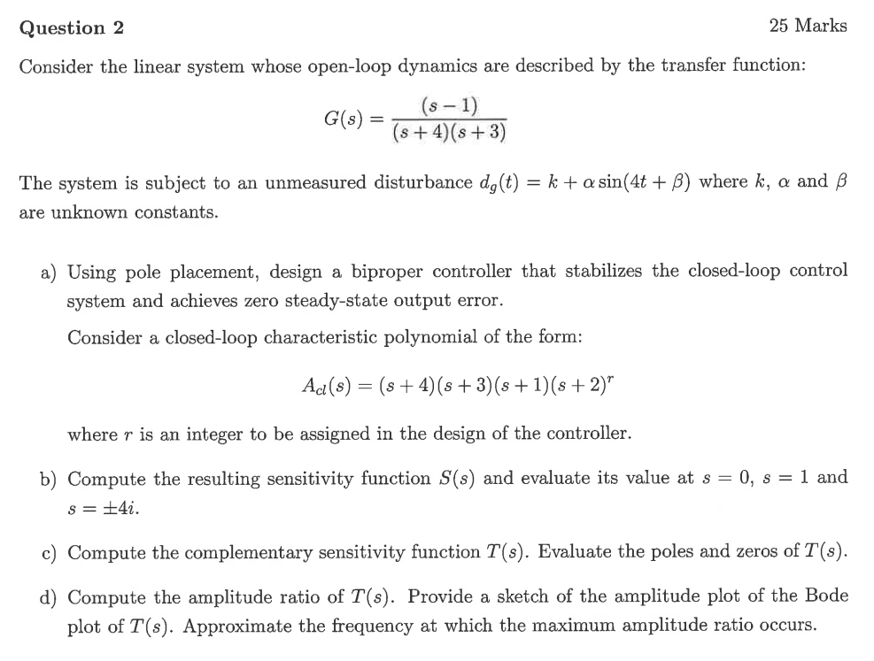  Consider the linear system whose open-loop dynamics are described by the
