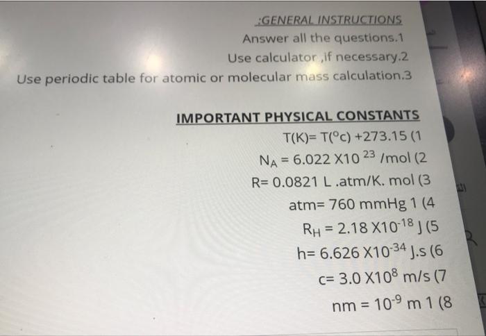 please help as fast as possible GENERAL INSTRUCTIONS Answer all the questions.1