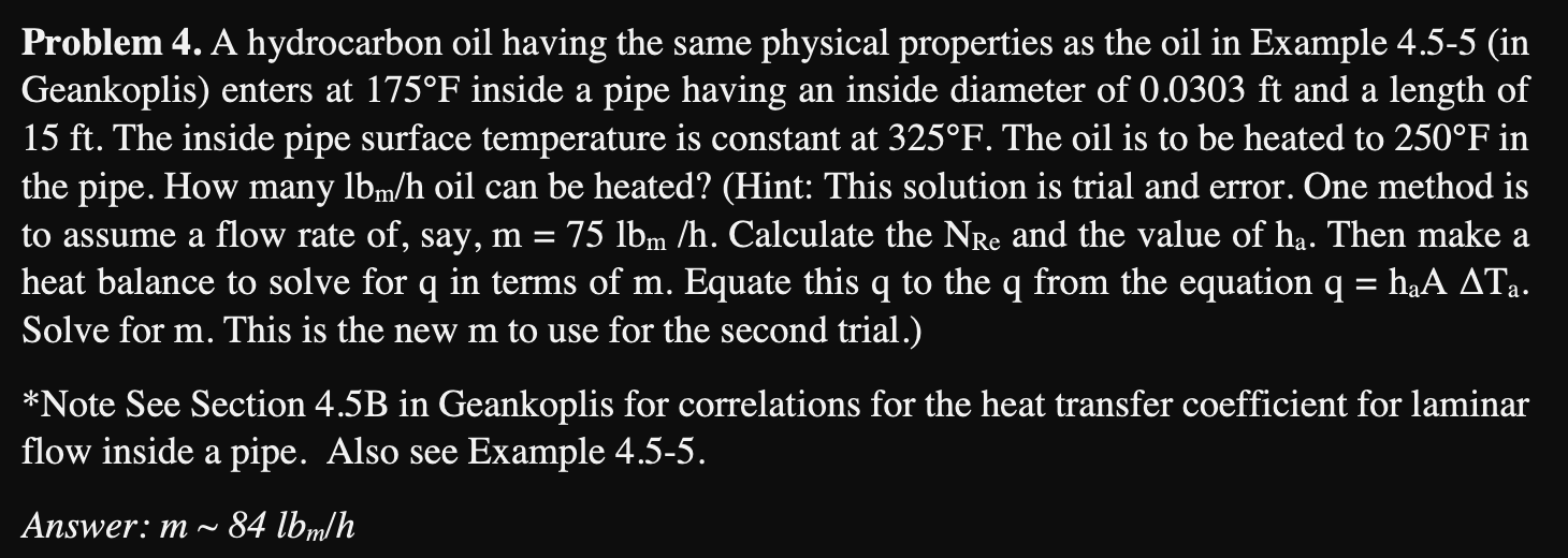  Problem 4. A hydrocarbon oil having the same physical properties as