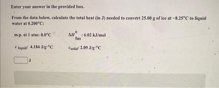  Enter your answer in the provided box. From the data below,
