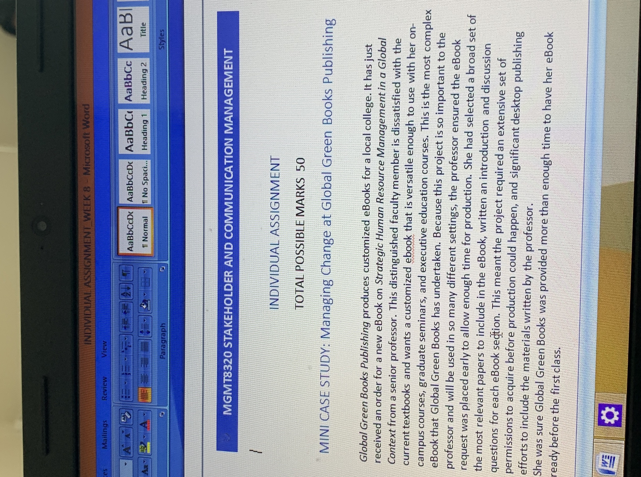 Mini case study: managing change at global green books publishing INDIVIDUAL ASSIGNMENT