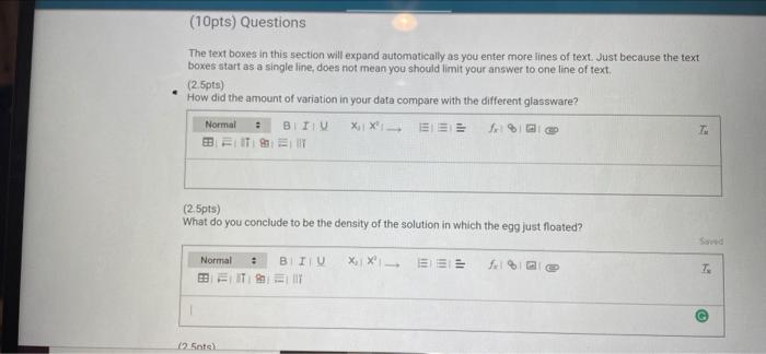help!!!! (10pts) Questions The text boxes in this section will expand automatically