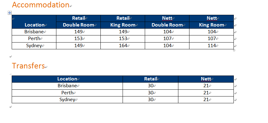 fax, mobile, email and website. Include specific contact details for bookings, marketing